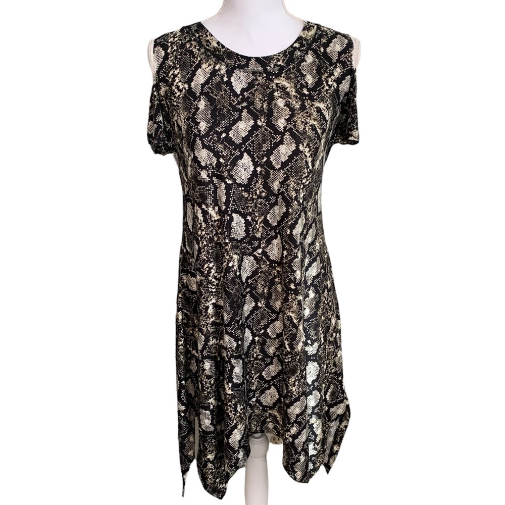 Kathryn Women’s Snake Print Cold Shoulder Dress Size Small